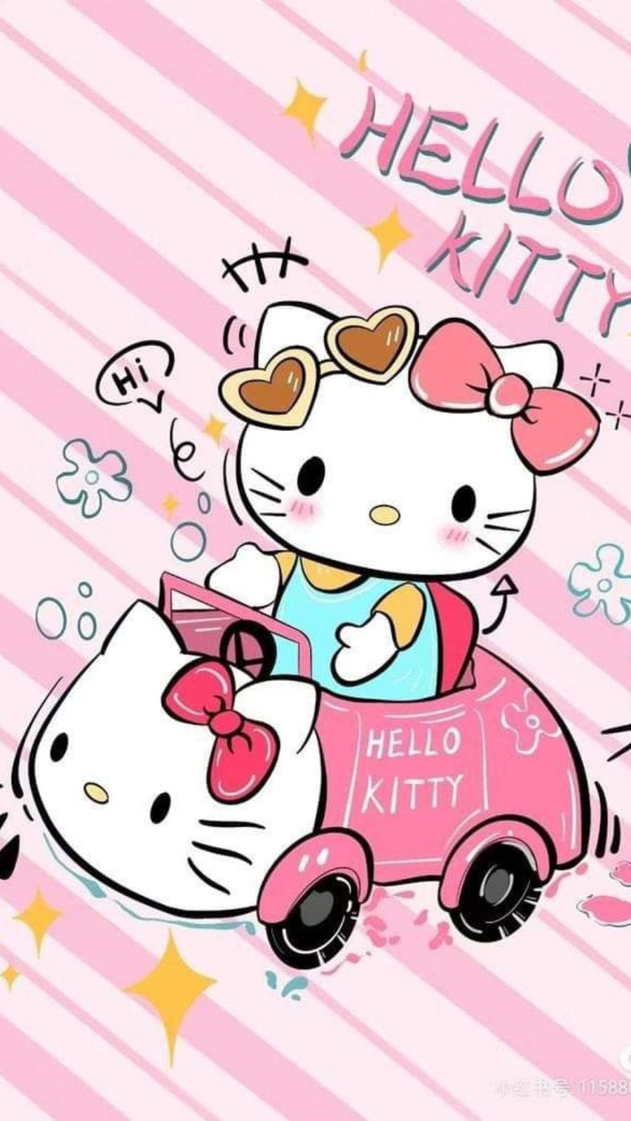 H&igrave;nh nền Hello Kitty l&aacute;i xe đồ chơi m&agrave;u hồng
