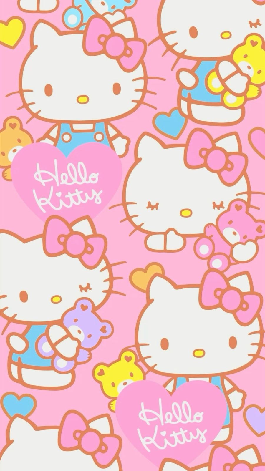 H&igrave;nh nền Hello Kitty m&agrave;u hồng với nhiều biểu cảm kh&aacute;c nhau
