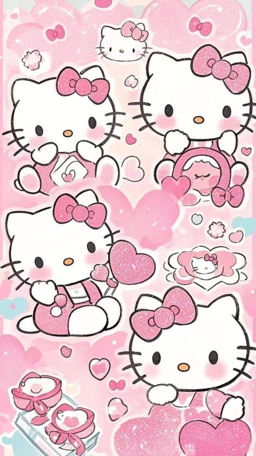 H&igrave;nh nền Hello Kitty phong c&aacute;ch vẽ tay