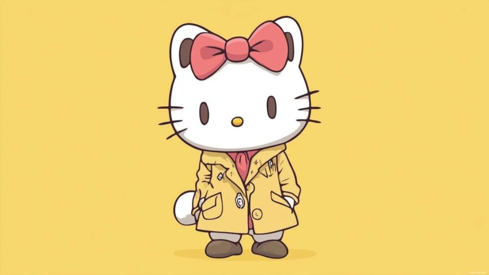 Hello Kitty mặc áo khoác màu vàng ngầu, dễ thương Hello Kitty mặc áo khoác màu vàng ngầu, dễ thương