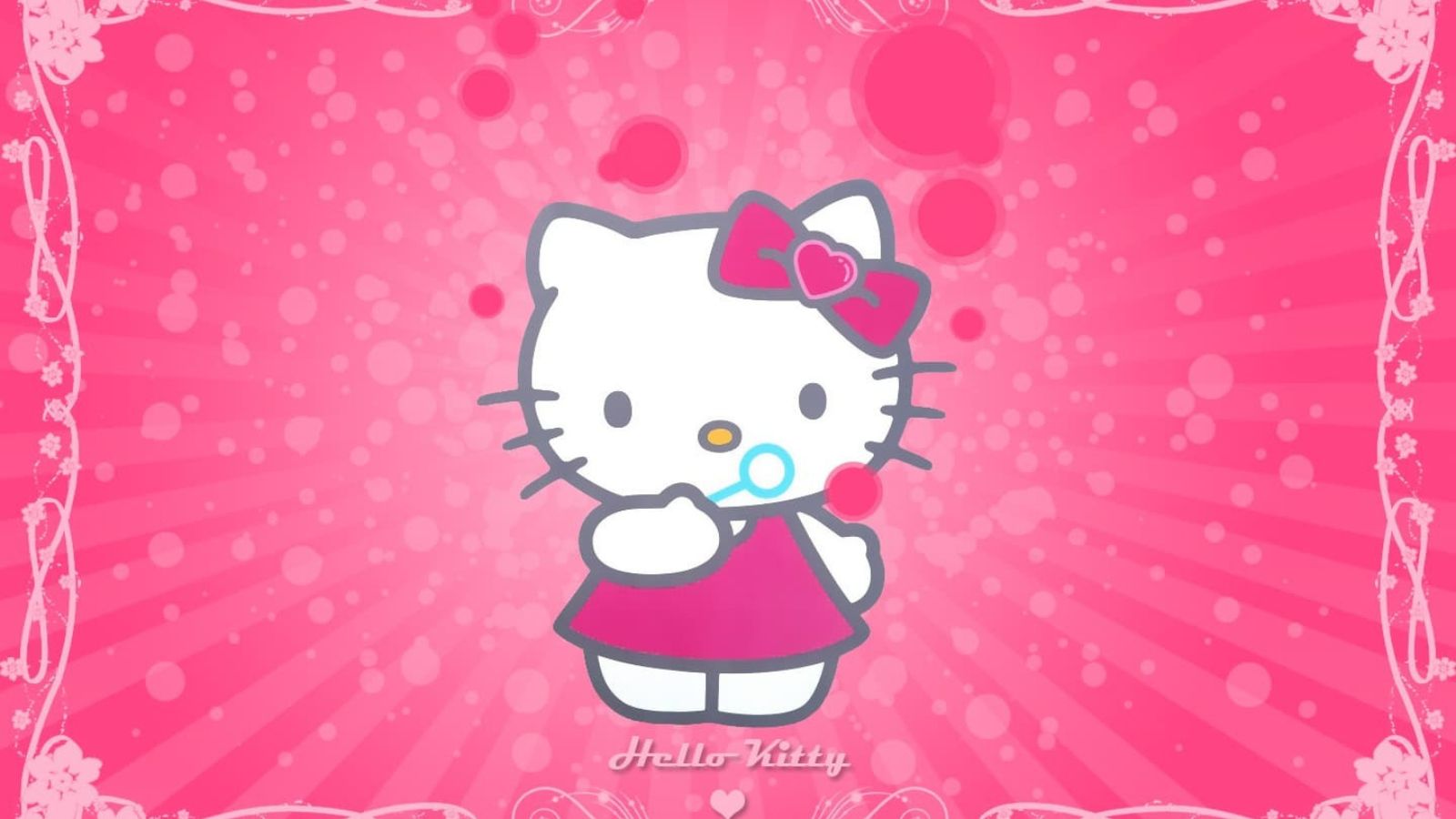 Hello Kitty dễ thương trên nền hồng, phong cách ngọt ngào Hello Kitty dễ thương trên nền hồng, phong cách ngọt ngào