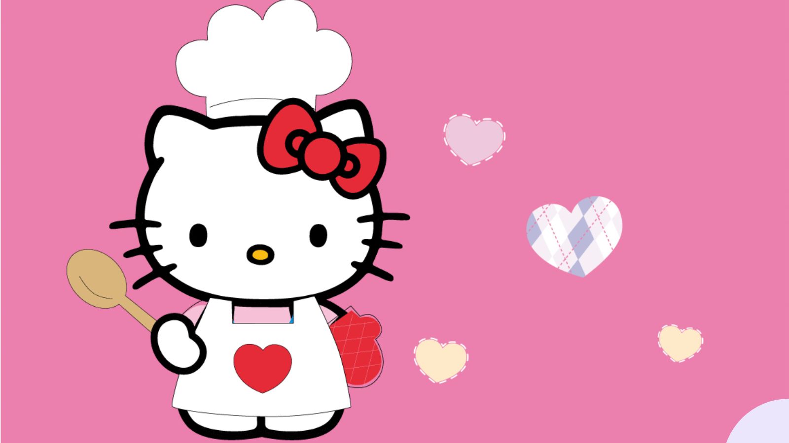 Hình nền Hello Kitty đầu bếp nền hồng cute cho máy tính Hình nền Hello Kitty đầu bếp nền hồng cute cho máy tính