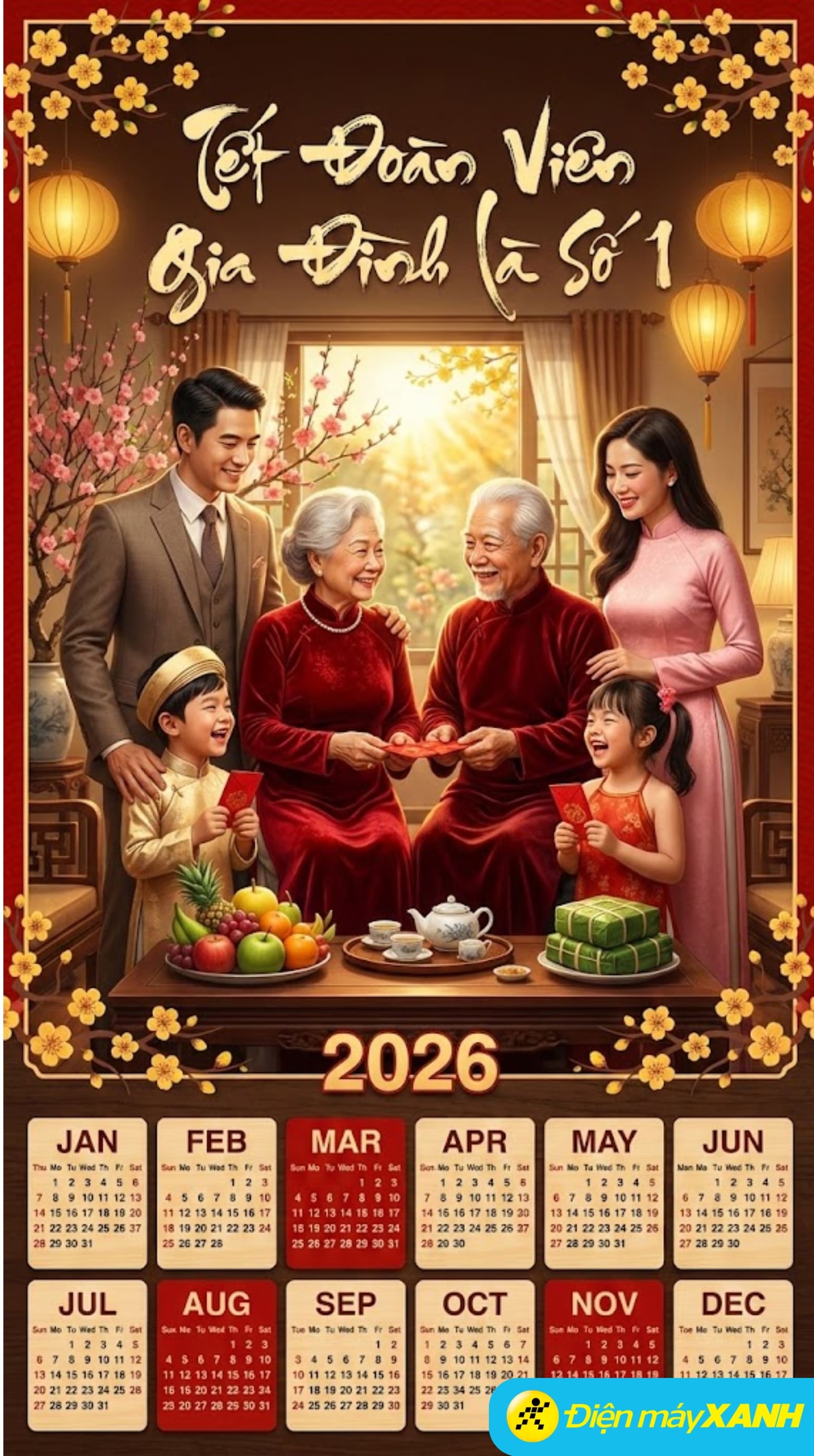 Lịch Tết phong cách gia đình