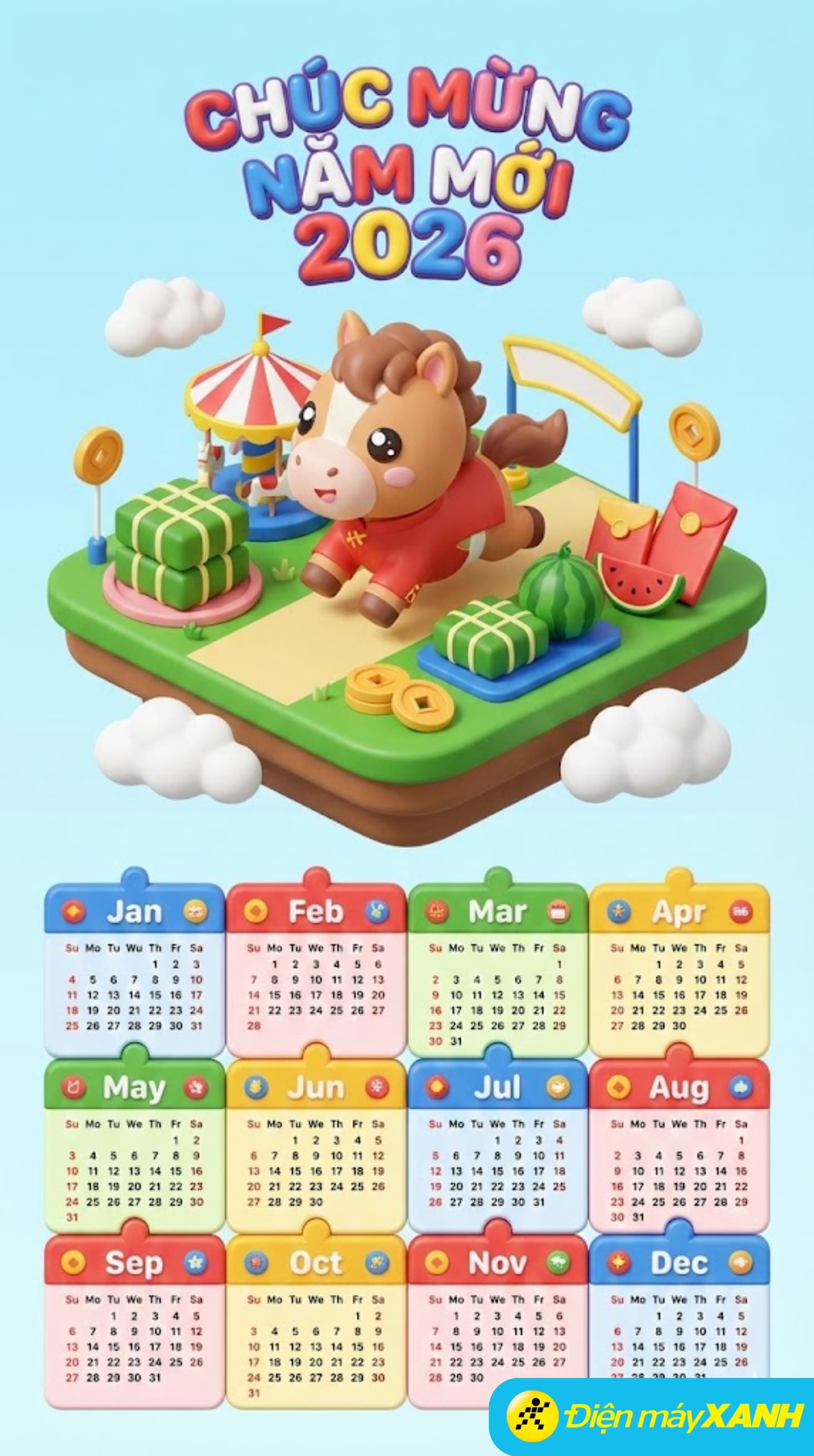 Tạo lịch theo phong cách 3D vui nhộn cho trẻ em
