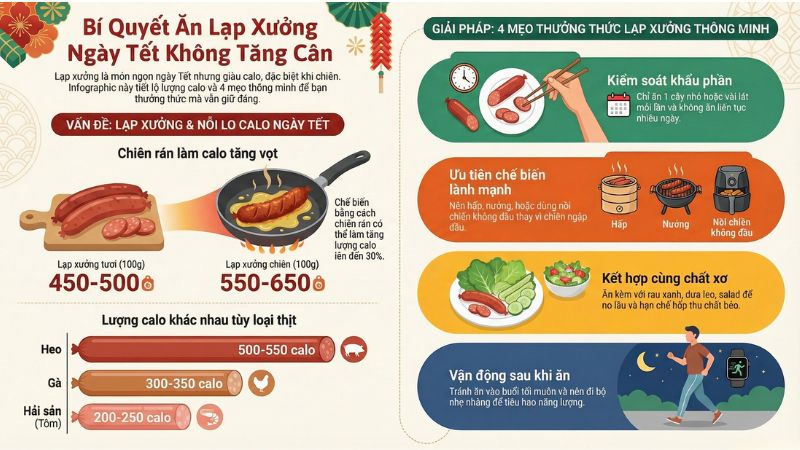 Cách ăn lạp xưởng ngày Tết không lo tăng cân Cách ăn lạp xưởng ngày Tết không lo tăng cân