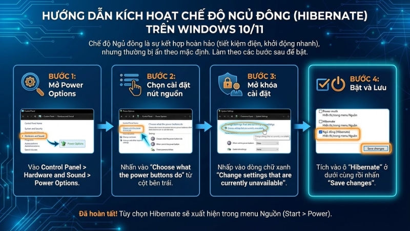 Cách bật chế độ Hibernate (Ngủ đông) trên Windows Cách bật chế độ Hibernate (Ngủ đông) trên Windows