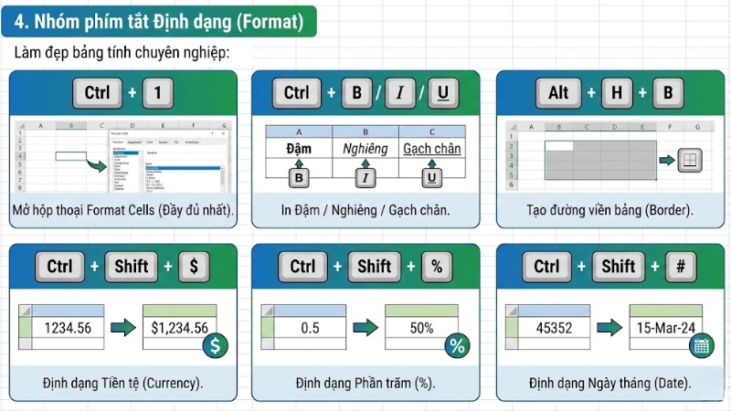 Nh&oacute;m ph&iacute;m tắt Định dạng (Format)