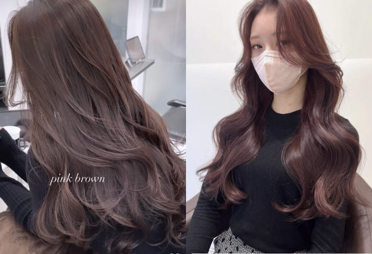 Màu tóc nâu lạnh ánh hồng