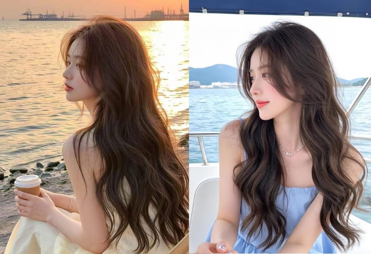 Tóc màu nâu lạnh uốn sóng lơi Hàn Quốc