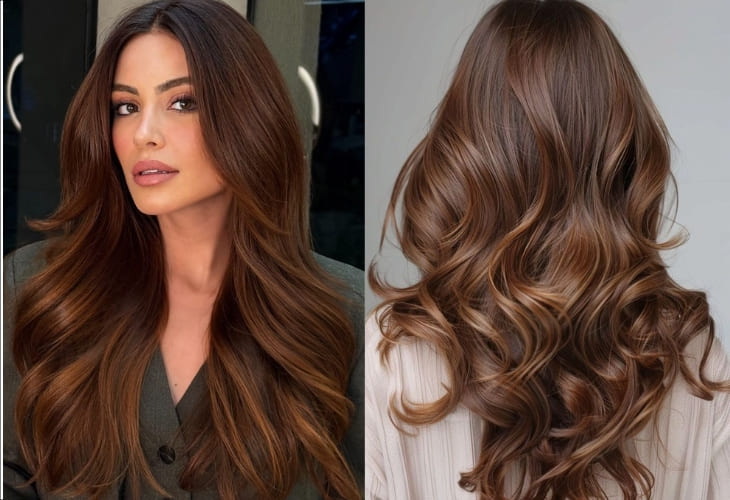 Tóc layer màu nâu hổ phách quyến rũ, tôn da