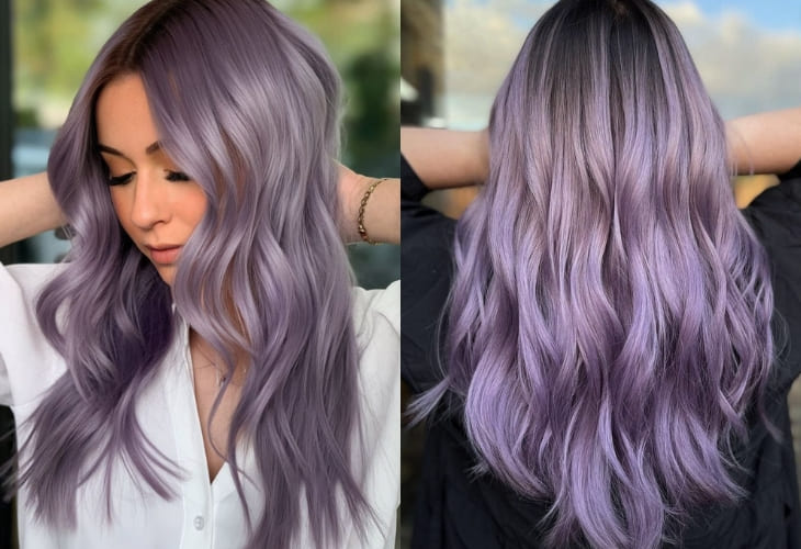 Tóc màu tím khói pha chút xám tôn lên làn da ngăm khỏe mạnh