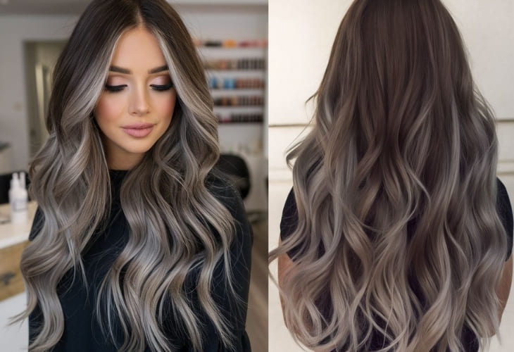 Tóc màu omvre chuyển màu xám bạc