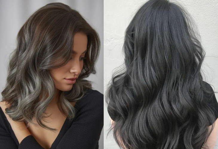 Tóc màu đen than chì phù hợp với làn da ngăm