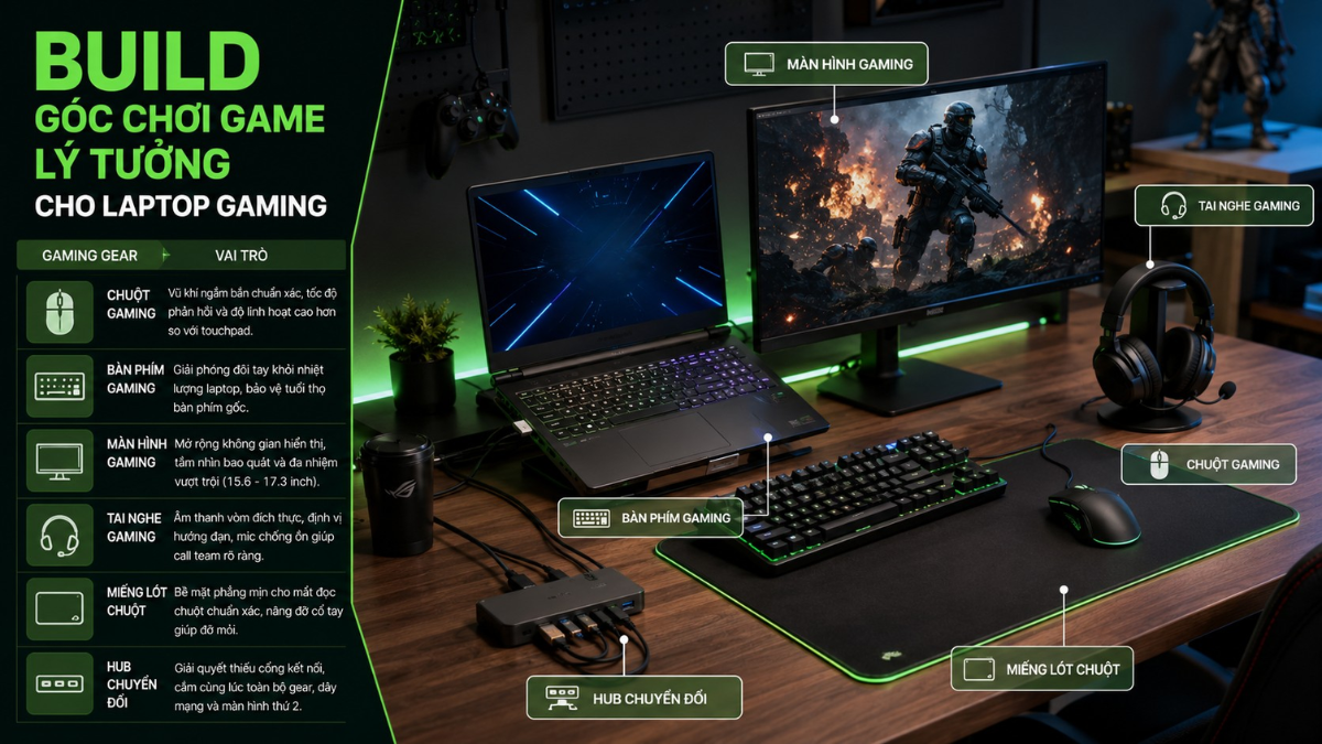 Build góc chơi game lí tưởng cho laptop gaming