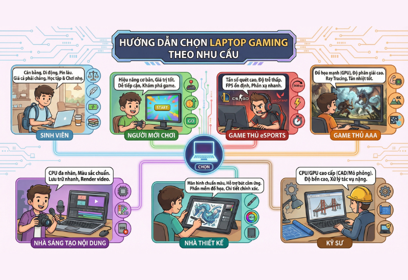 Đối với mỗi đối tượng thì nên chọn cấu hình máy cho phù hợp với mục đích sử dụng