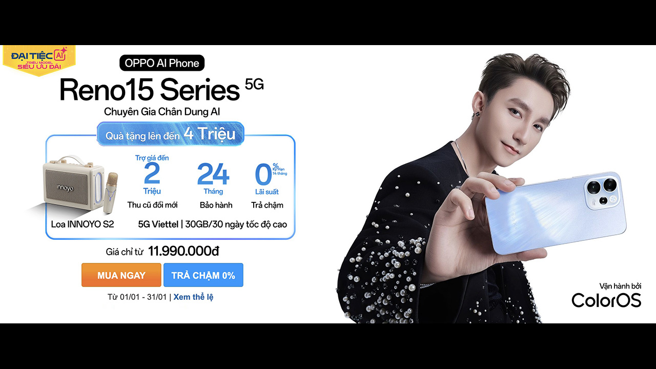 Mua Ngay Reno15 Series, Sở Hữu Bộ Quà Giá Trị Lên Đến 4 Triệu Đồng, Nhận Loa Karaoke Cực Xịn Ngay Dịp Tết Này! Mua Ngay Reno15 Series, Sở Hữu Bộ Quà Giá Trị Lên Đến 4 Triệu Đồng, Nhận Loa Karaoke Cực Xịn Ngay Dịp Tết Này!