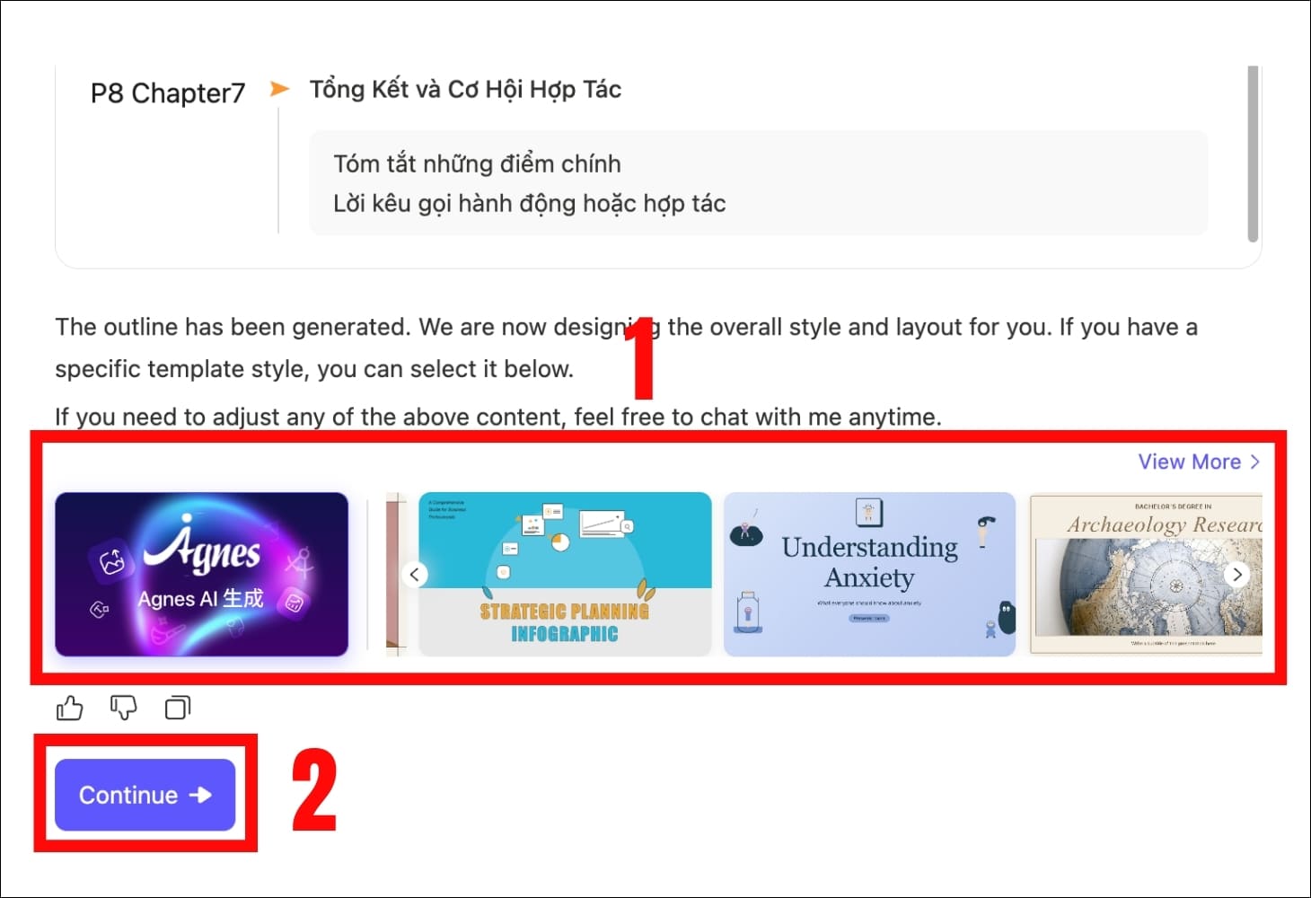 Chọn template slide có sẵn trên Agnes AI