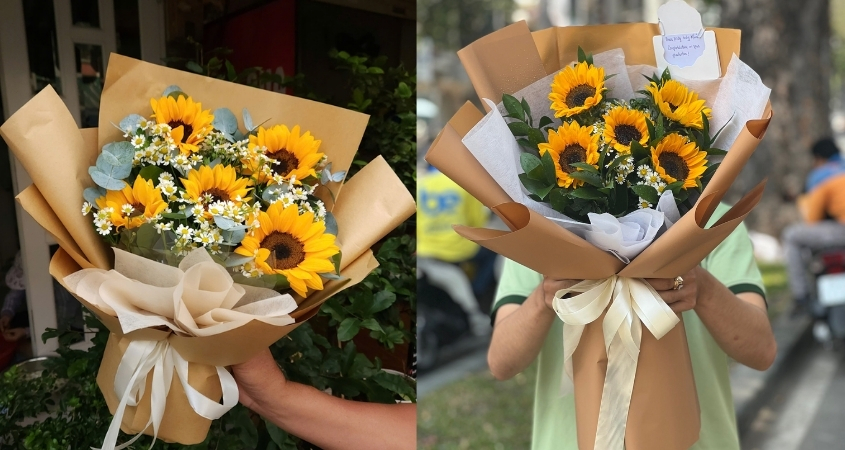 Mẫu bó hoa hướng dương đẹp