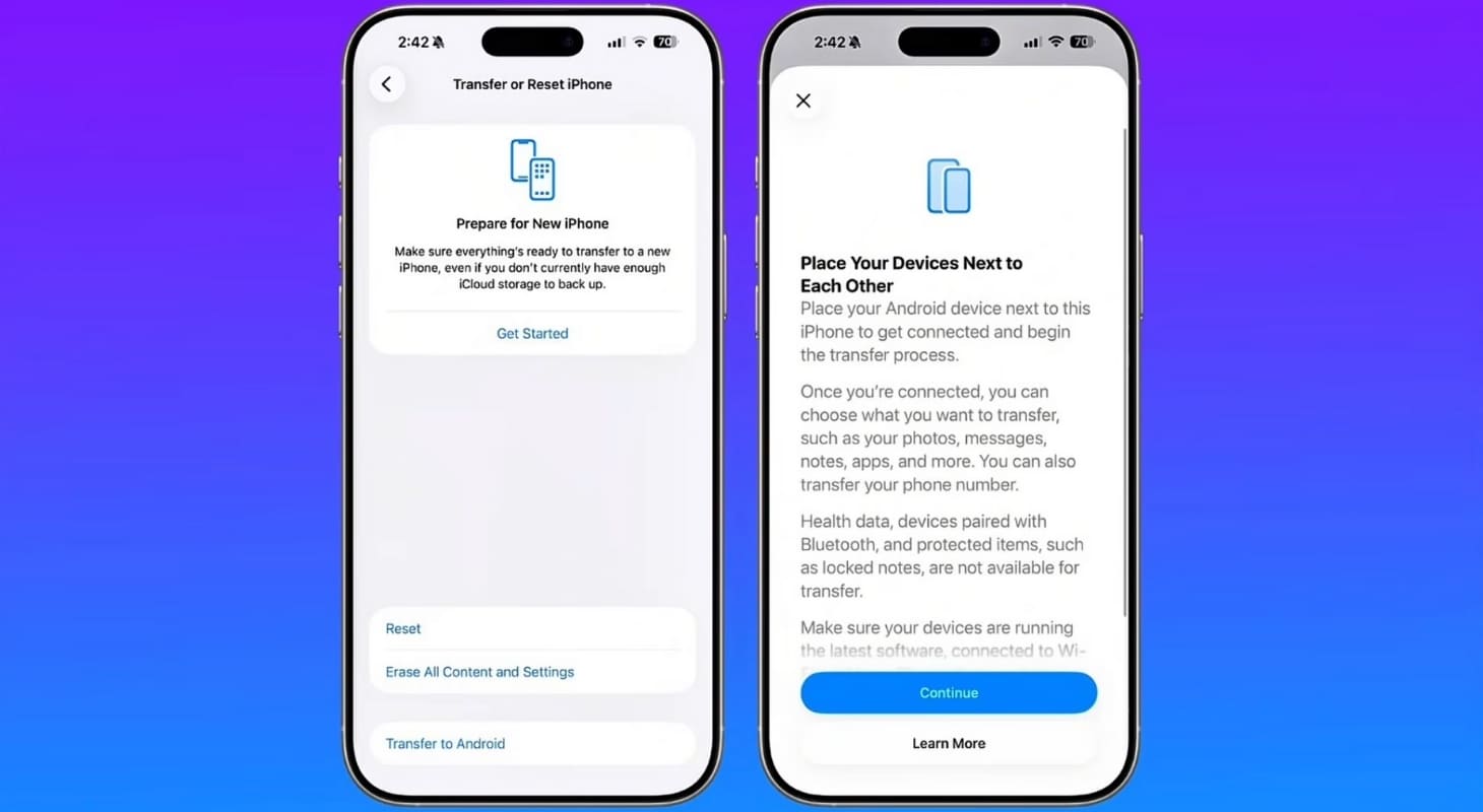 iOS 26.3 Beta 2 nâng cấp tác vụ chuyển đổi dữ liệu sang điện thoại Android