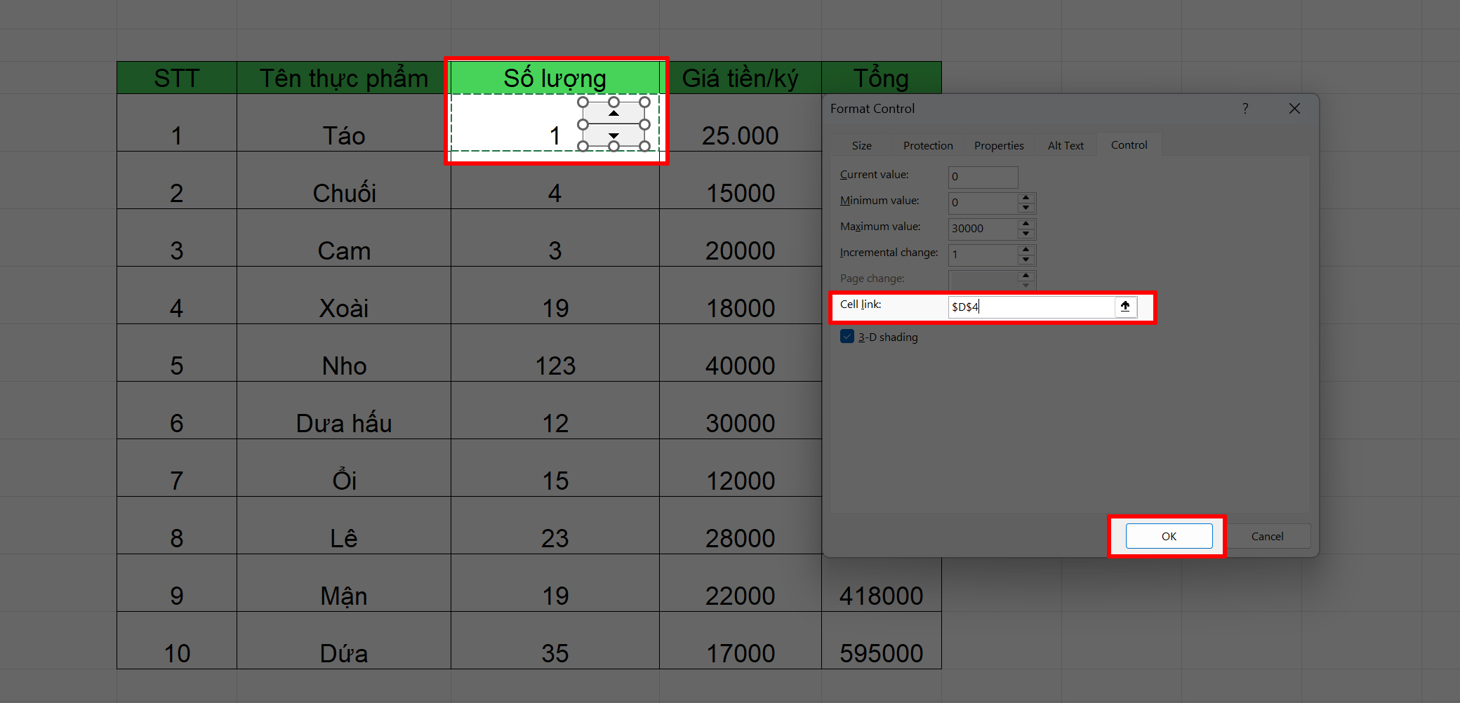 Cách Tạo Nút Tăng Giảm Trong Excel