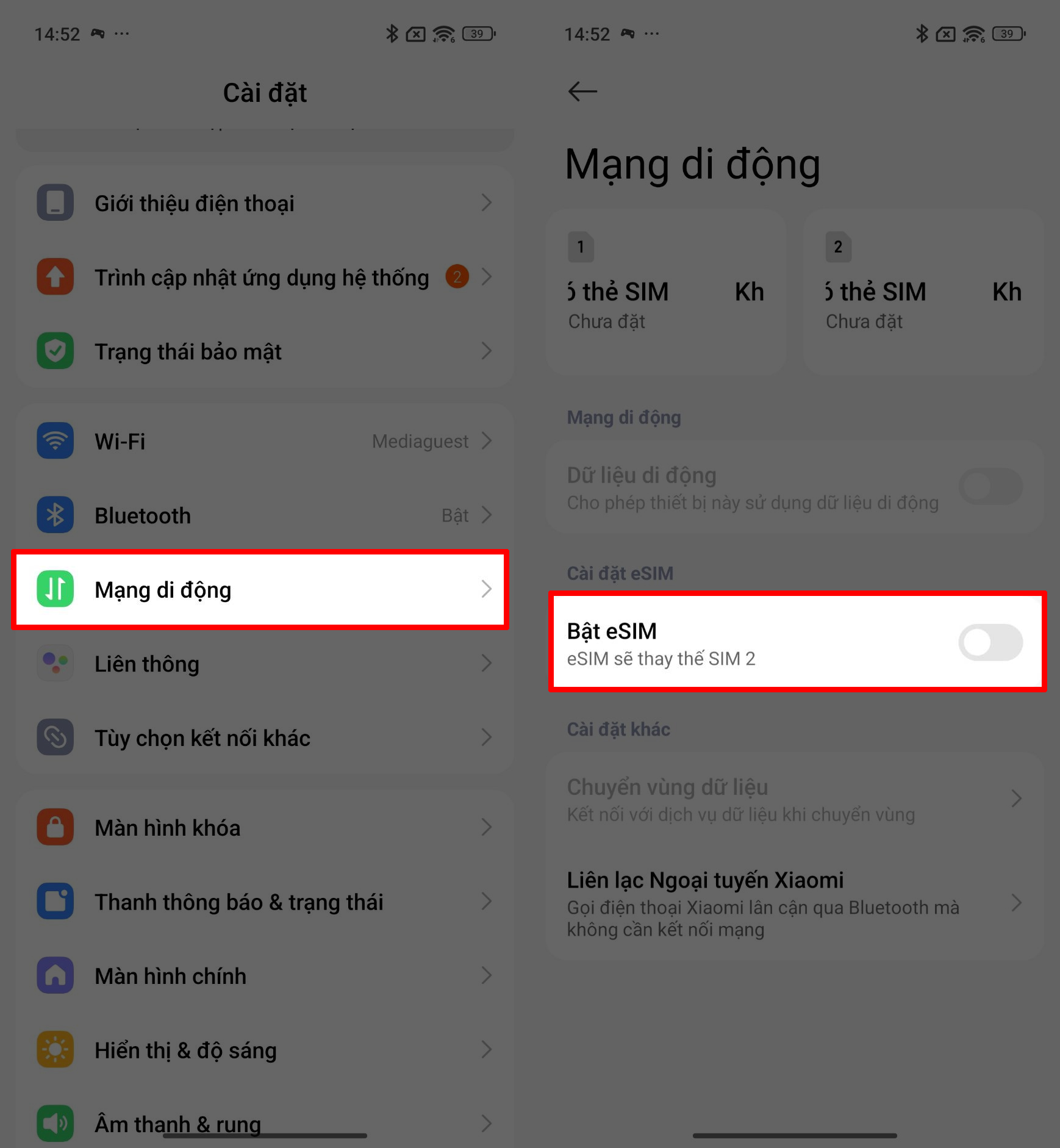 Cách bật eSIM trên Redmi Note 15 series Cách bật eSIM trên Redmi Note 15 series