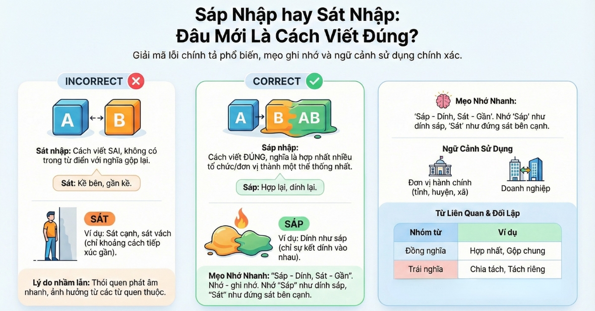 Sáp nhập là từ đúng chính tả