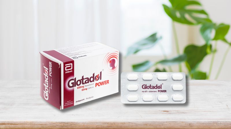 Glotadol Power c&oacute; th&agrave;nh phần paracetamol kết hợp cafein