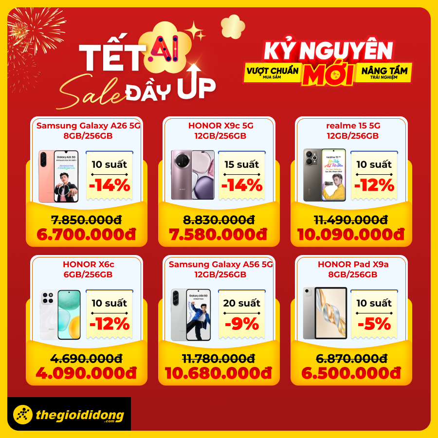 Tết Ai - Sale Đầy Up: Săn Ngay Nhiều Sản Phẩm Công Nghệ Siêu Hot Đầu Năm, Điện Thoại Giảm Sốc
