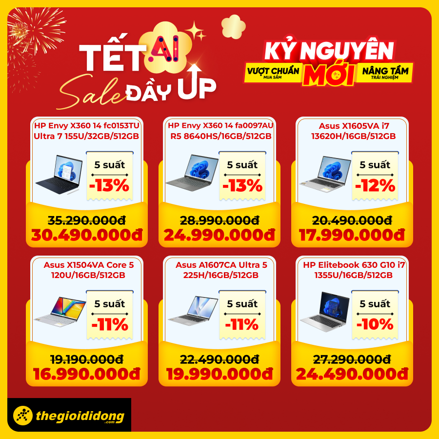 Tết Ai - Sale Đầy Up: Săn Ngay Nhiều Sản Phẩm Công Nghệ Siêu Hot Đầu Năm, Điện Thoại Giảm Sốc