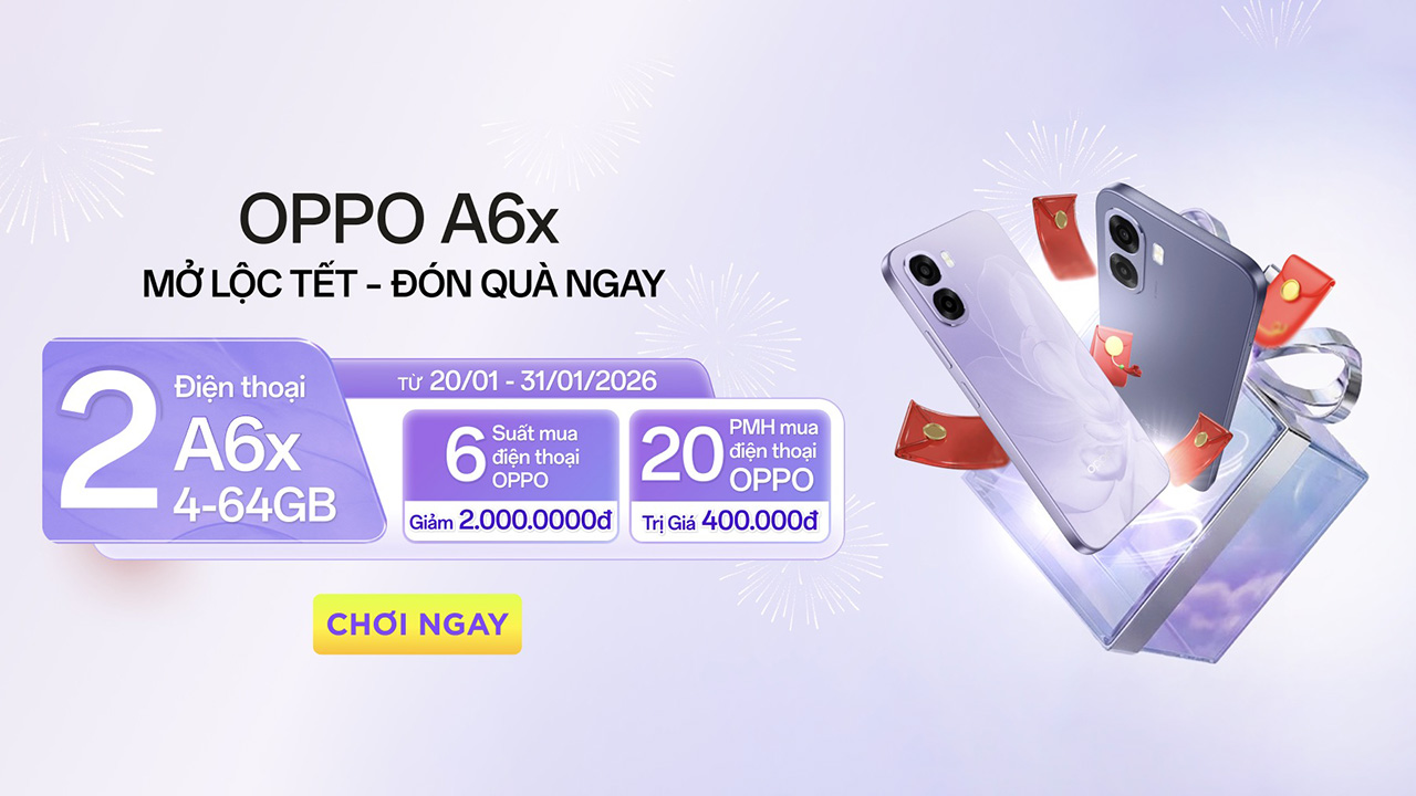 Mở lộc Tết - Đón quà ngay: Chọn bao lì xì may mắn cơ hội trúng OPPO A6x miễn phí, 6 suất giảm 2 triệu cho điện thoại OPPO khác