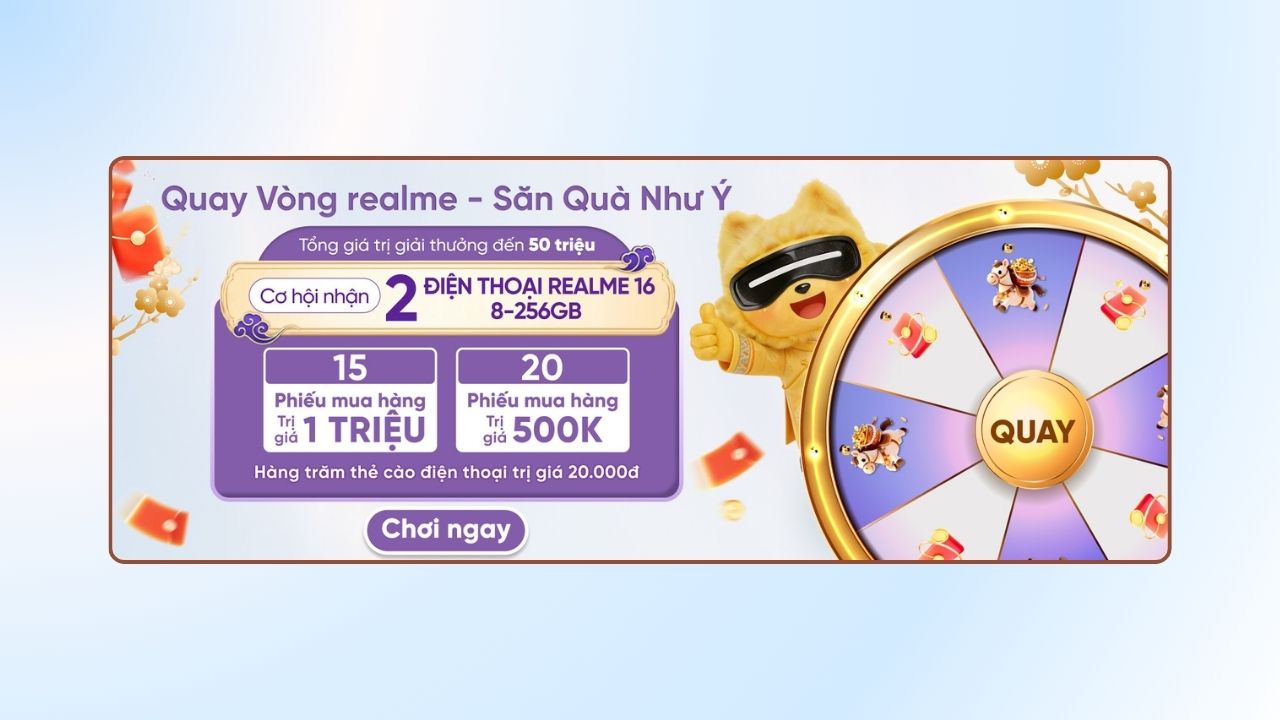 Quay vòng realme - Săn quà như ý: Cơ hội nhận về 02 điện thoại realme 16 miễn phí
