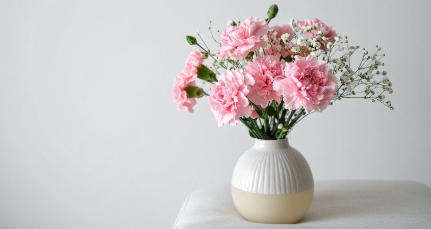 Hoa cẩm chướng nên cắt vạt chéo, không để ở nơi có ánh nắng Hoa cẩm chướng nên cắt vạt chéo, không để ở nơi có ánh nắng