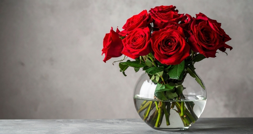 Nên thay nước cho hoa hồng mỗi ngày, đặt ở nơi thoáng mát để hoa được tươi bền lâu