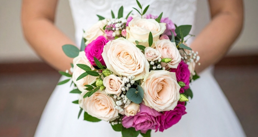 Hoa hồng thường được dùng làm hoa cưới