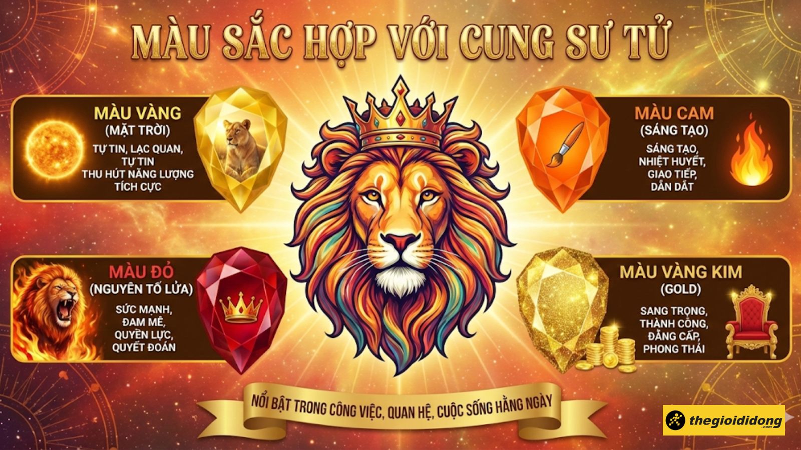 Gợi &yacute; m&agrave;u sắc ph&ugrave; hợp với cung Sư Tử