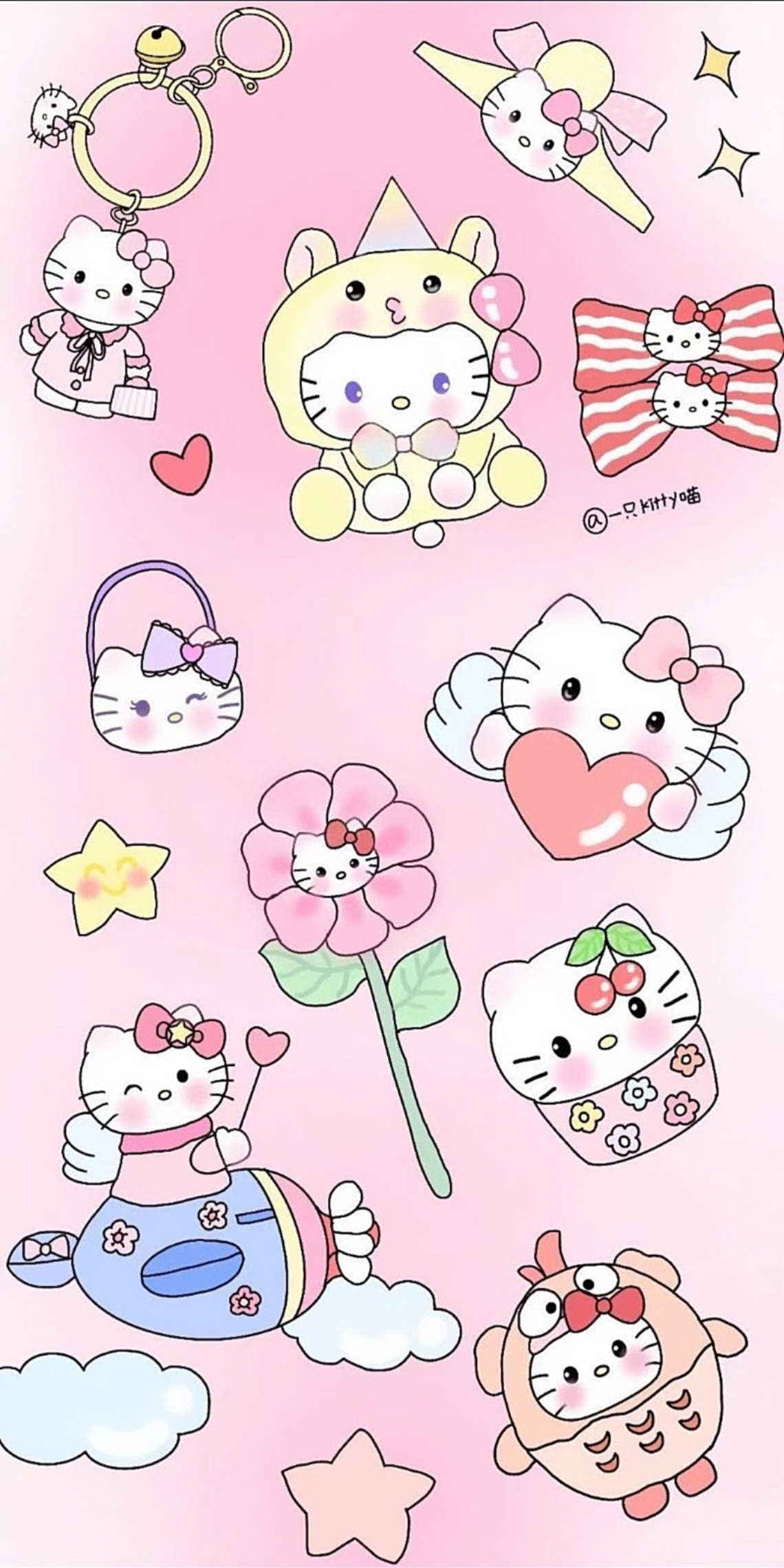 Hình nền iPhone Hello Kitty màu hồng đáng yêu
