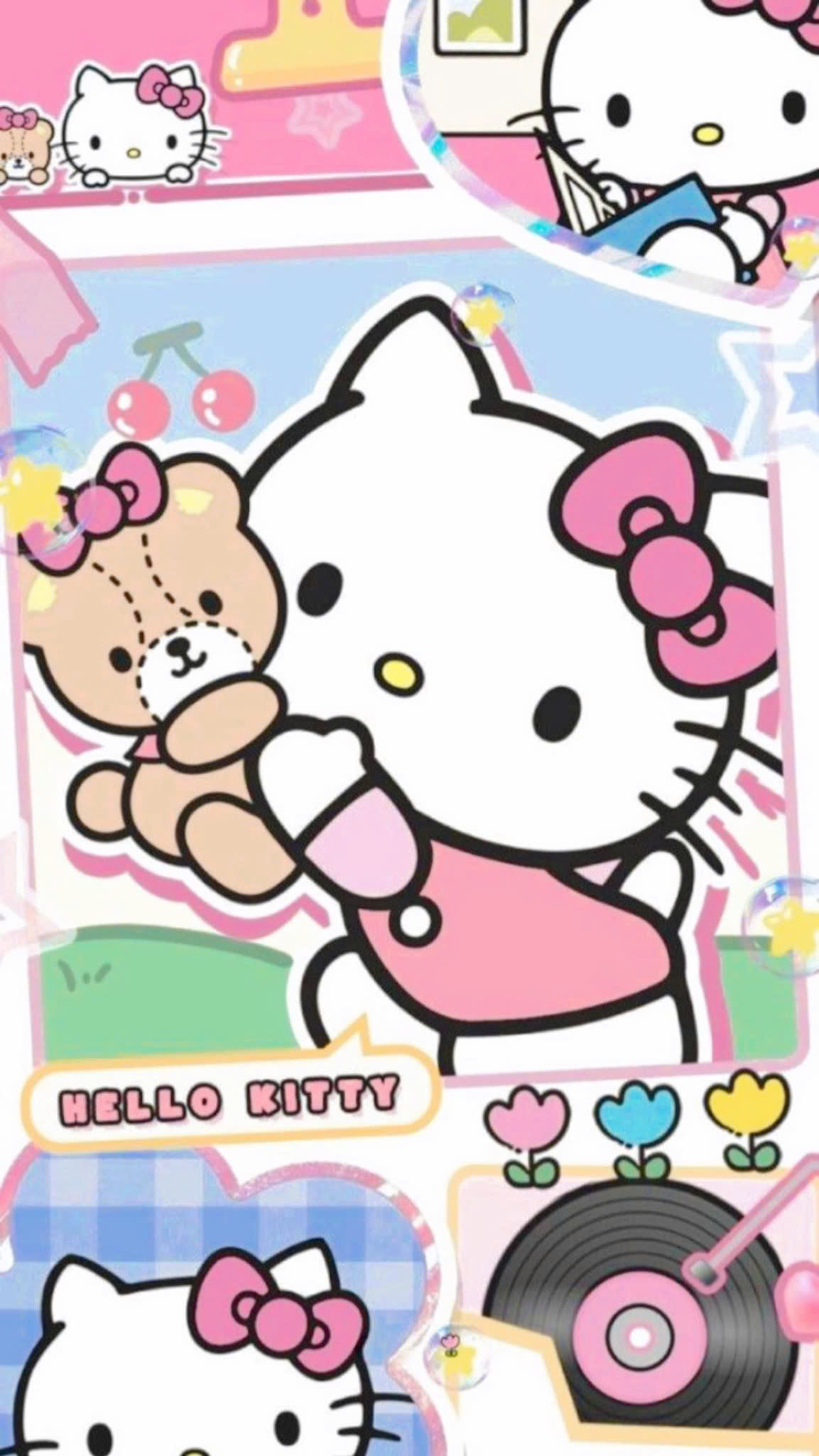Hình nền iPhone Hello Kitty màu hồng đáng yêu
