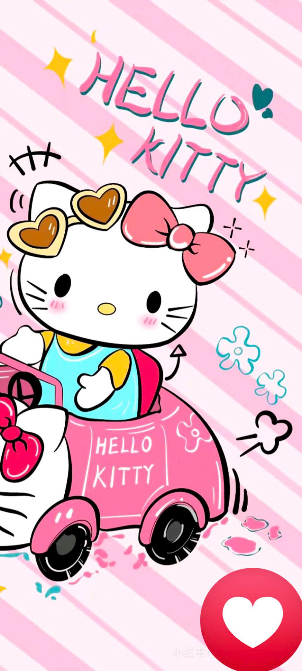 Hình nền iPhone Hello Kitty màu hồng đáng yêu