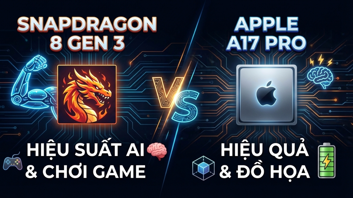 Snapdragon 8 Gen 3 với Apple A17 Pro