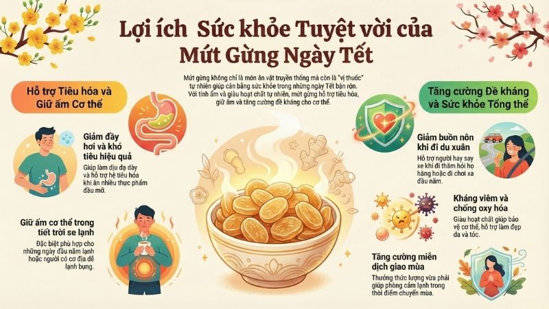 Lợi &iacute;ch sức khoẻ của mứt gừng
