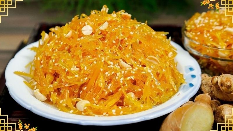 Mứt gừng dẻo c&oacute; vị cay, ngọt dịu, &iacute;t kh&ocirc; cứng