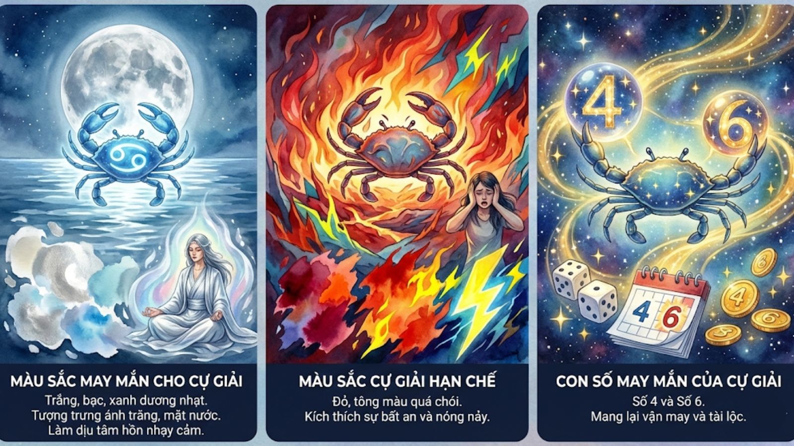 M&agrave;u sắc v&agrave; con số may mắn của Cự Giải