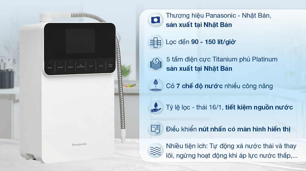 Máy lọc nước điện giải Panasonic TK-AS700 5 tấm điện cực tỷ lệ lọc 16:1 Máy lọc nước điện giải Panasonic TK-AS700 5 tấm điện cực tỷ lệ lọc 16:1