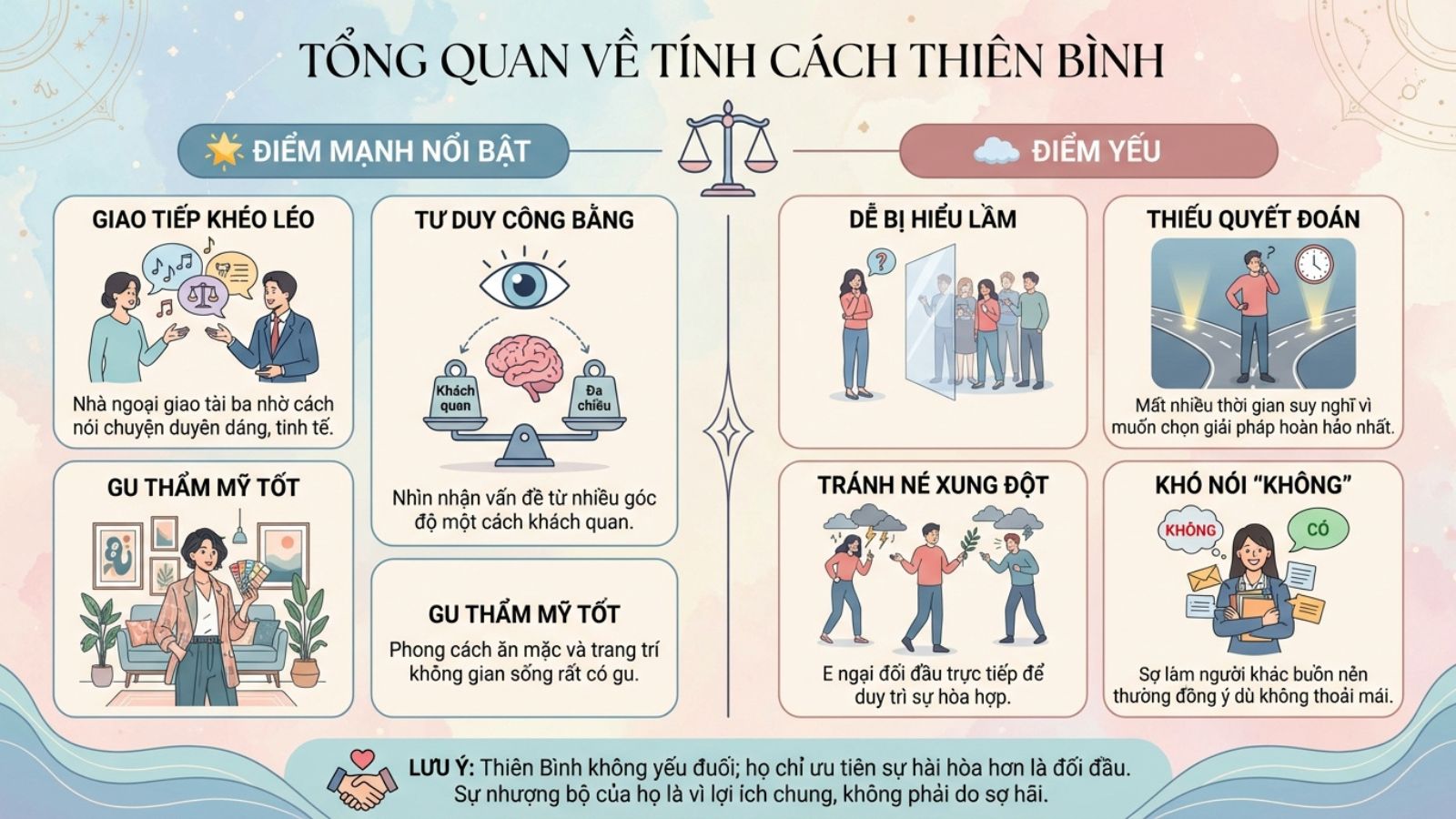 Điểm mạnh, điểm yếu nổi bật của cung Thi&ecirc;n B&igrave;nh
