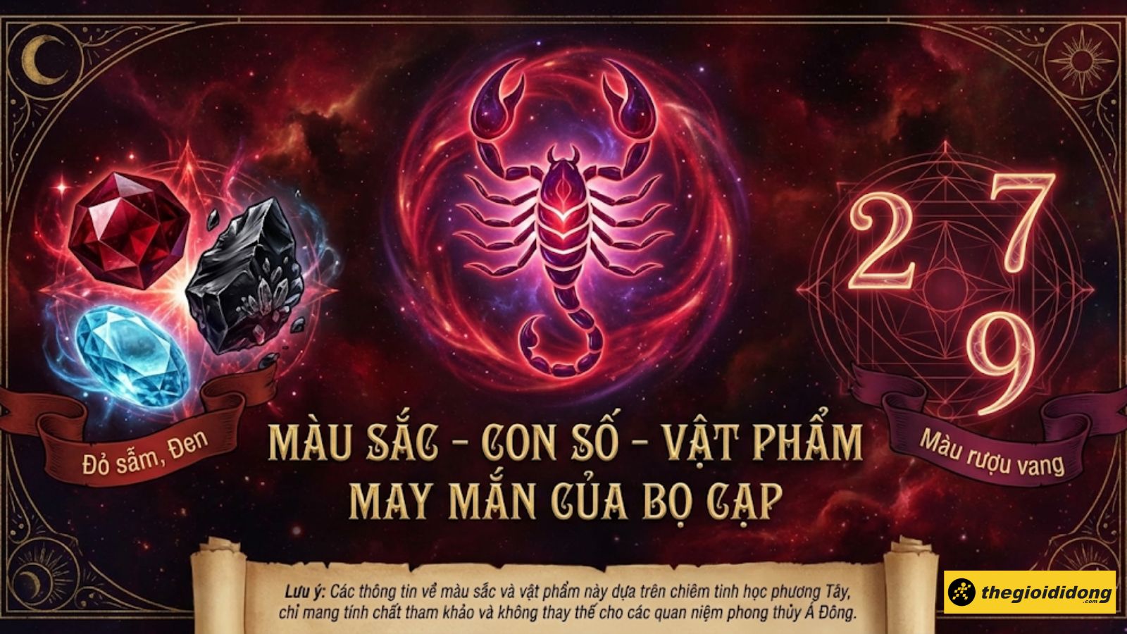 M&agrave;u sắc, con số v&agrave; vật phẩm may mắn với Bọ Cạp
