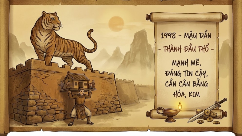 Người sinh năm 1998 l&agrave; tuổi Mậu Dần, cầm tinh con Hổ, thuộc mệnh Thổ