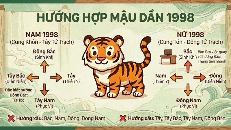 Sinh năm 1998 hợp hướng n&agrave;o?