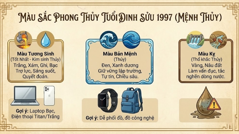 Màu hợp màu kỵ tuổi 1997 Màu hợp màu kỵ tuổi 1997