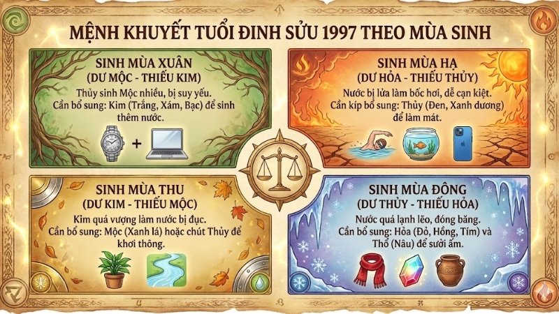 Mệnh khuyết tuổi Đinh Sửu 1997 theo mùa sinh Mệnh khuyết tuổi Đinh Sửu 1997 theo mùa sinh