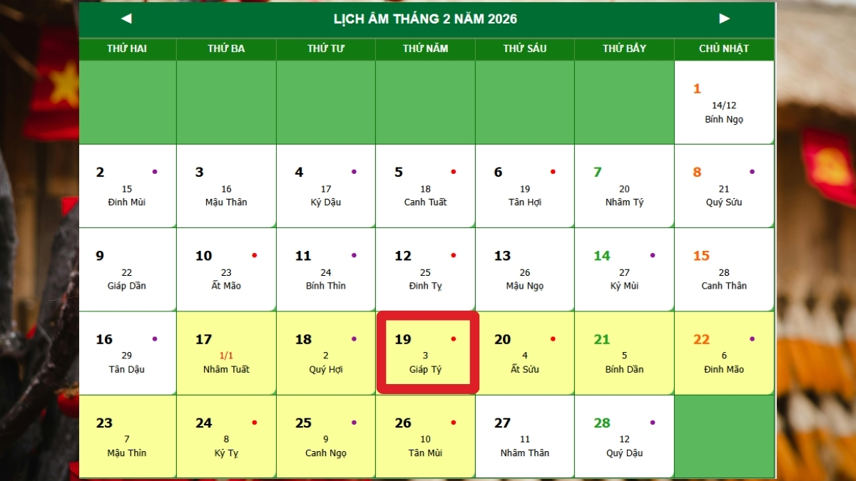 Mùng 3 Tết năm 2026 là ngày mấy? Mùng 3 Tết năm 2026 là ngày mấy?